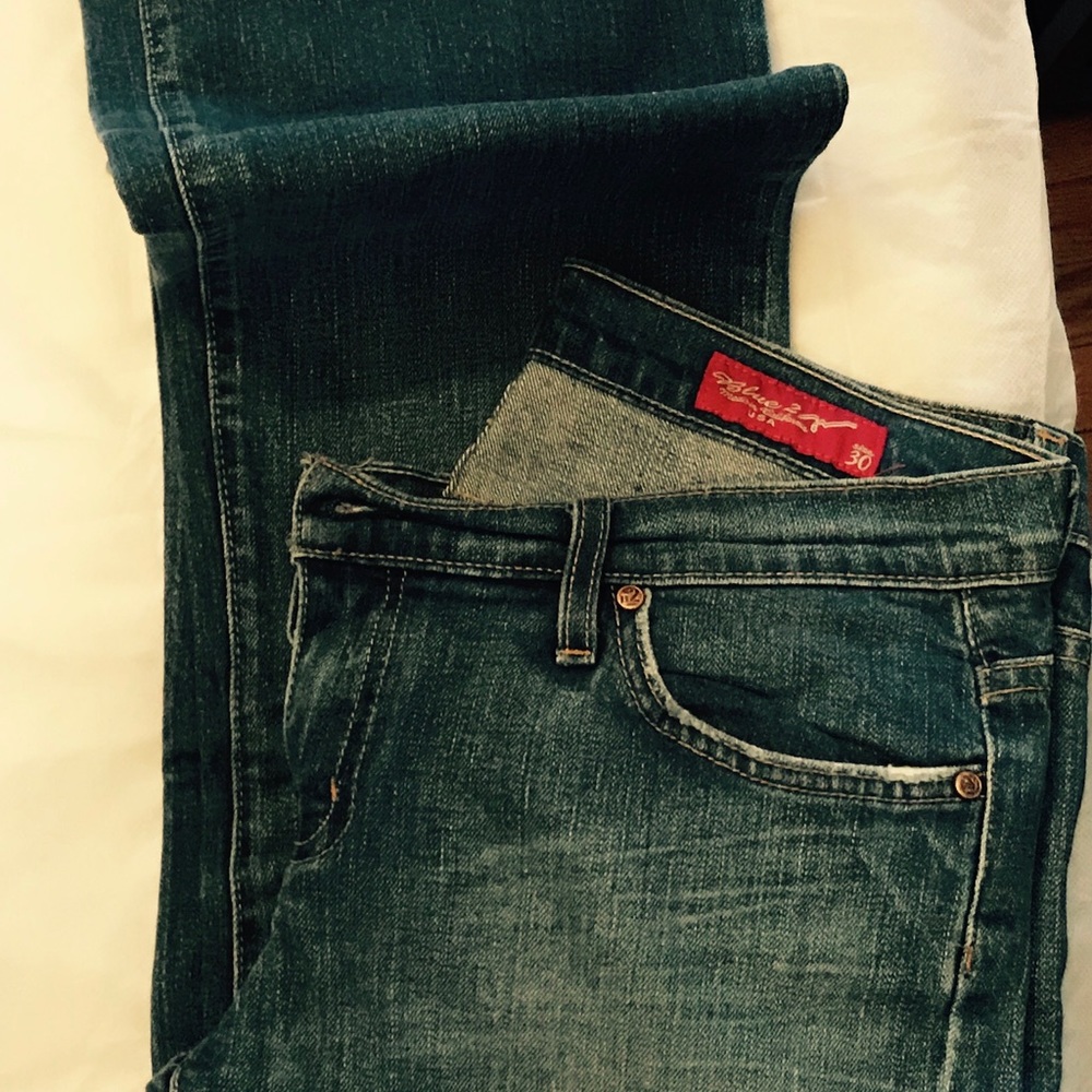 Blue2 boot cut jeans medium blue rinse Sz 30 - Picture 2 of 4